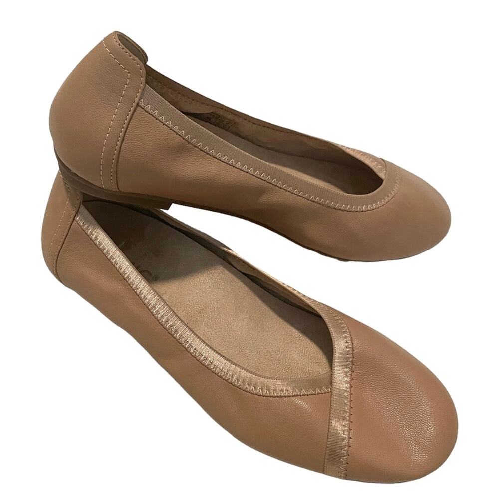 Vionic Caroll leather ballet flats slip on shoes 7.5 tan 2133